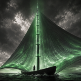 A single mast growing taller on open water so the sail it carries can spread wider and catch more wind